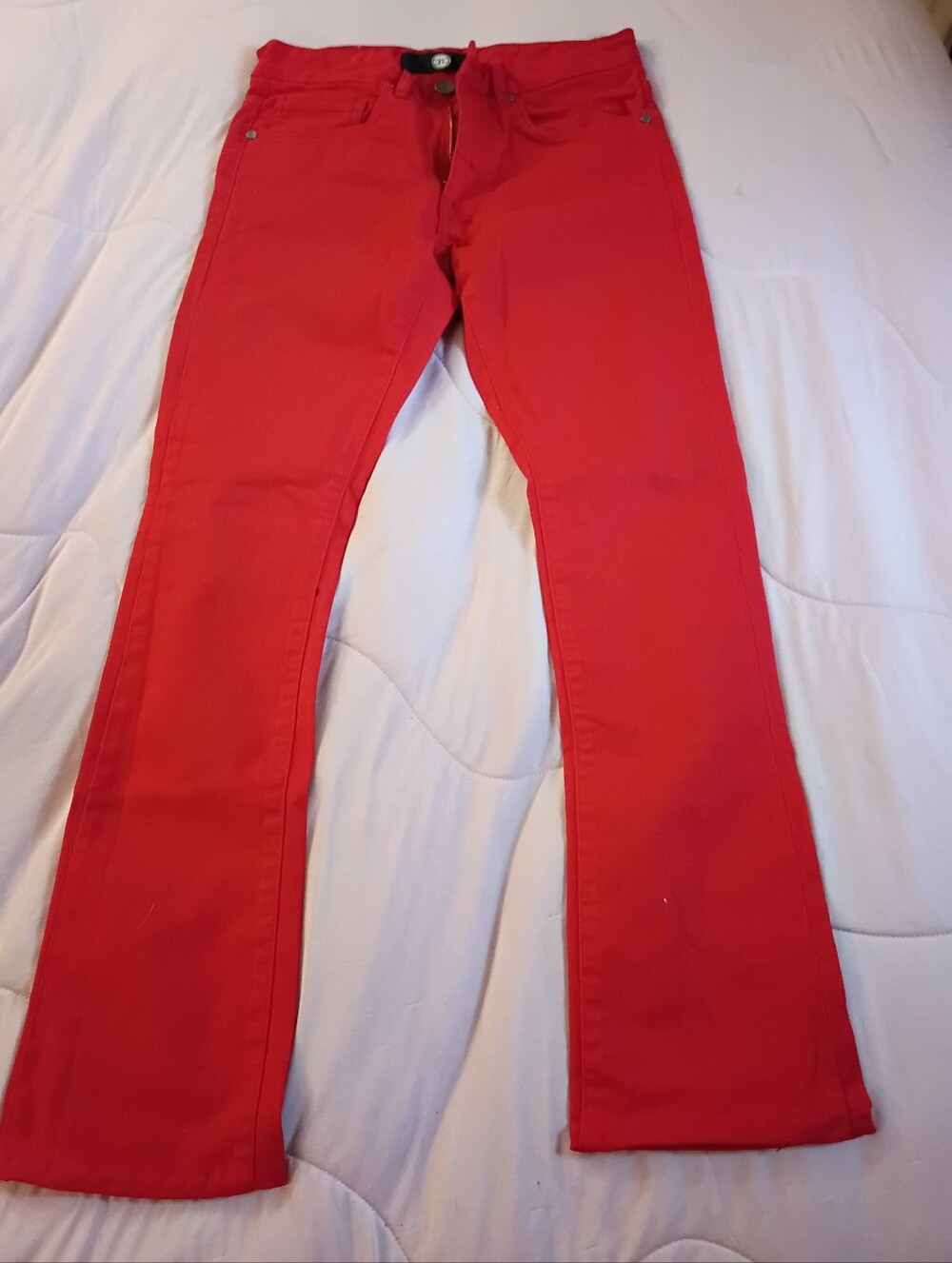 Jordan Craig Red Denim Boot Cut Slim Jeans.